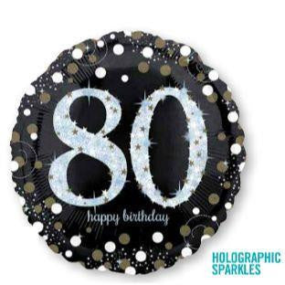 Foil Balloon 18" - 80th Celebration Holographic Sparkles