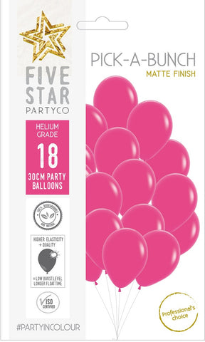 Latex Balloon 12'' - Matte Fuchsia 30cm Round Balloon 18pk