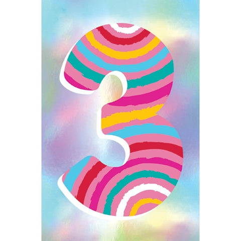 Birthday Card - Age 3 Rainbow