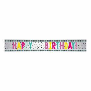 Foil Banner - Customisable Banner Happy Birthday Dots Multi Coloured Add An Age Foil 1.8m