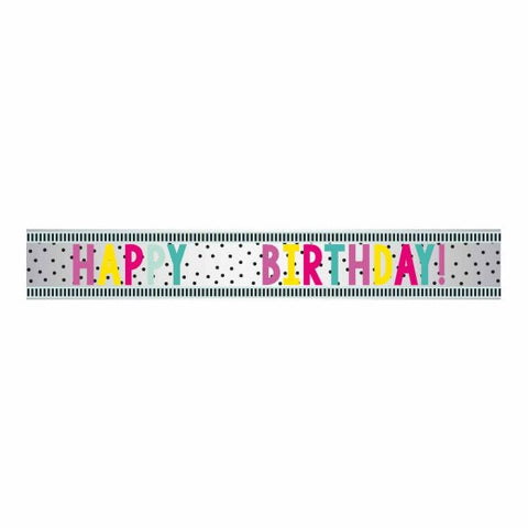 Foil Banner - Customisable Banner Happy Birthday Dots Multi Coloured Add An Age Foil 1.8m