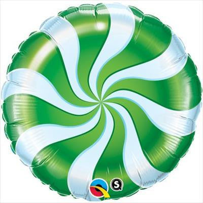 Foil Balloon 18" - Candy Swirl Green