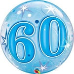 Bubble Balloon 22" - 60th Birthday Blue