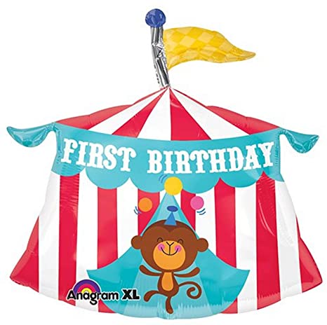 Foil Balloon Supershape - 1st Birthday Circus Monkey