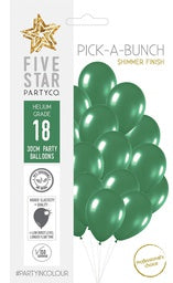 Latex Balloon 12" - Shimmer Green 30cm Round Balloon 18pk