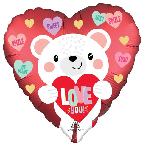 Foil Balloon 18" - Satin White Love You Bear