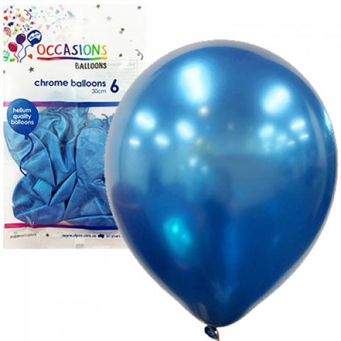 Latex Balloon 11" - Chrome Blue 30cm Balloons P6