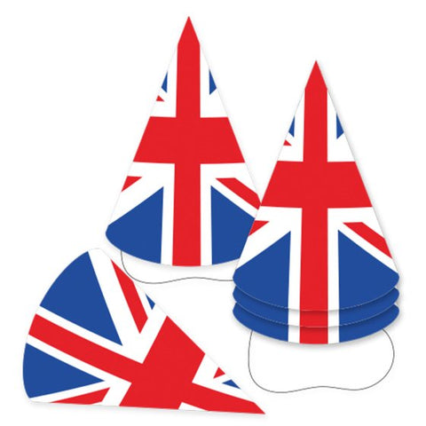 Party Hats - Patriotic British Flag Cone Hats 6Pcs