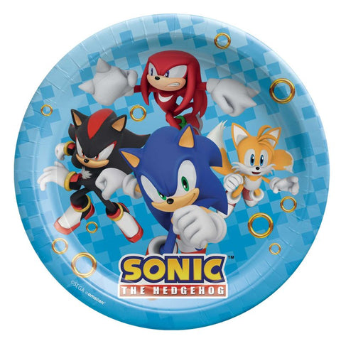 Printed Plates 9" - Sonic the Hedgehog Round Paper Plates Pk 8