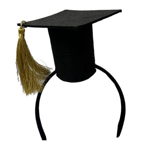 Headband - Graduation Black & Gold Fabric Mortarboard