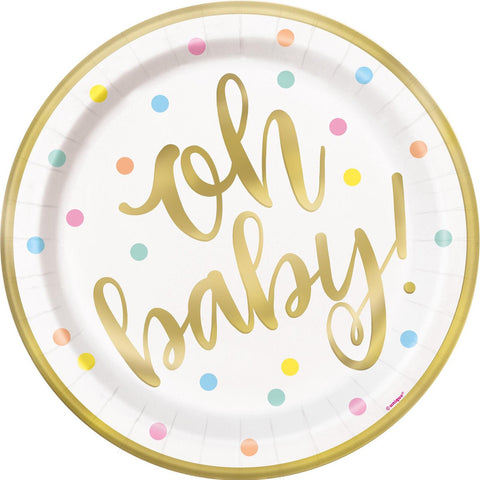 Paper Plates - Oh Baby Foil Stamped