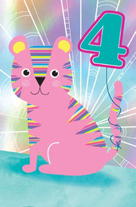 Birthday Card - Pink Stripey Tiger