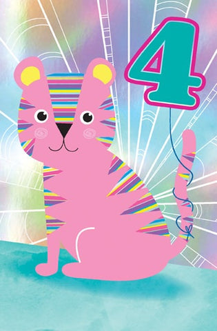 Birthday Card - Pink Stripey Tiger