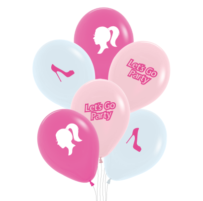 Latex Balloon 11'' - Pick a Bunch Pretty Barbie in Pink 30cm Pink/White 6pk