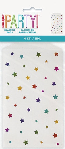 Loot Bags - Rainbow Star Foil Stamped Glasine Treat Bags