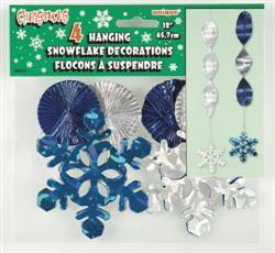 Hanging Decoration - Snow Flakes Pk 4
