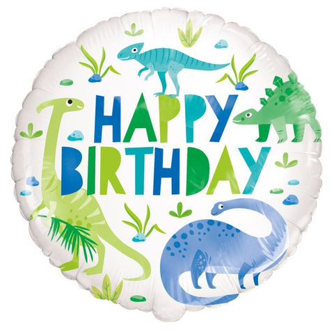 Foil Balloon 18" - Foil Dinosaur Happy Birthday 45cm