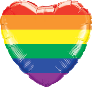 Foil Balloon 18" - Qualatex Foil 45cm Rainbow Stripes Heart