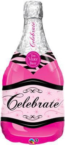 Foil Balloon Supershape - Celebrate Champagne Bottle Pink