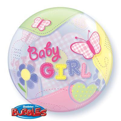 Bubble Balloon 22" - Baby Girl Butterflies