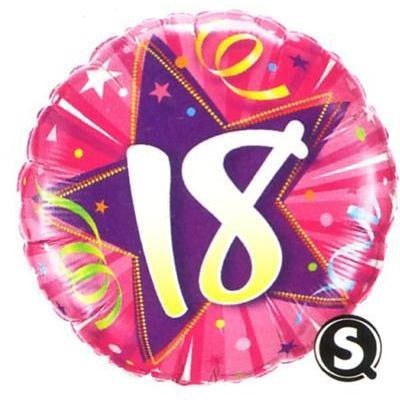 Foil Balloon 18" - 18th Birthday Shining Star Pink
