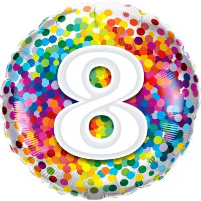 Foil Balloon 18" - 8th Rainbow Confetti