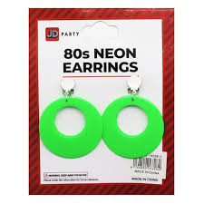 Earrings - Neon 80th Clip On Earrings (Green)
