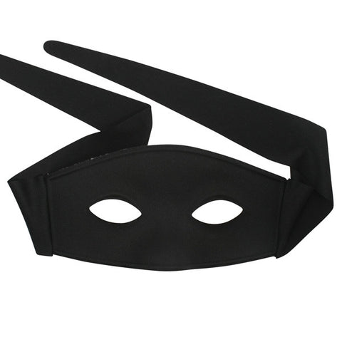Masquerade Eye Mask - Zorro Large w/Ties (Black)
