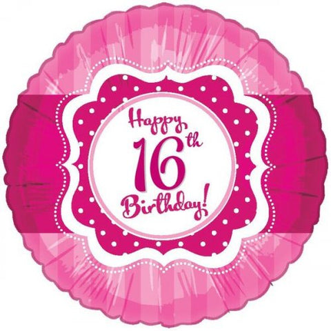 Foil Balloon 17" - Happy 16th Birthday Perfect Pink