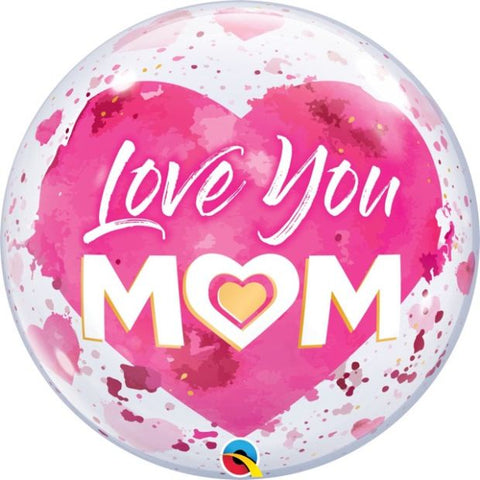 Bubble Balloon 22'' - Qualatex Bubble 56cm Love You M(Heart)M Pink