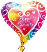 Foil Balloon 18" - Happy Birthday Heart Multi-Coloured