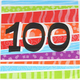 Printed Lunch Napkins - 100th Colourful 3PLY Pk25