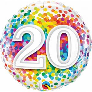Foil Balloon 18" - 20th Rainbow Polka Dot