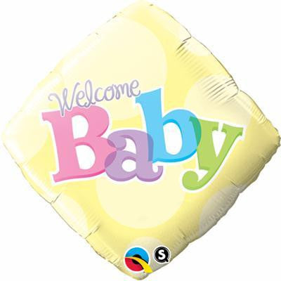 Foil Balloon 18" - Welcome Baby Yellow Spots