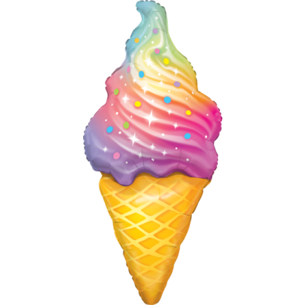 Foil Balloon Supershape - 45" Rainbow Swirl Ice Cream