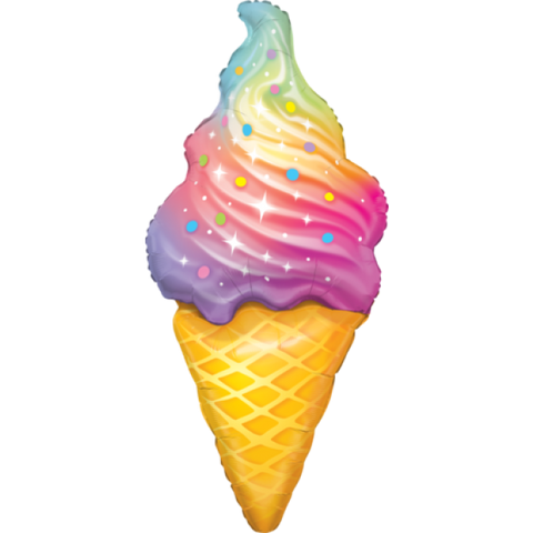 Foil Balloon Supershape - 45" Rainbow Swirl Ice Cream