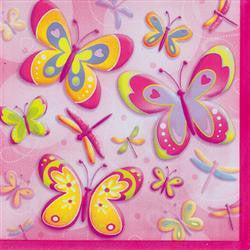 Printed Lunch Napkins 2Ply - Butterflies & Dragonflies Pk 16
