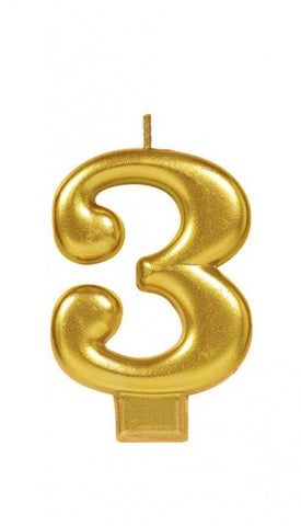 Candle - Numeral Metallic Gold #3