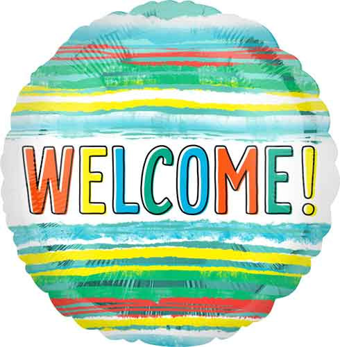 Foil Balloon 18" - Welcome Watercolor Stripes