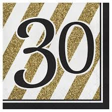 Lunch Napkins - 30th Black & Gold