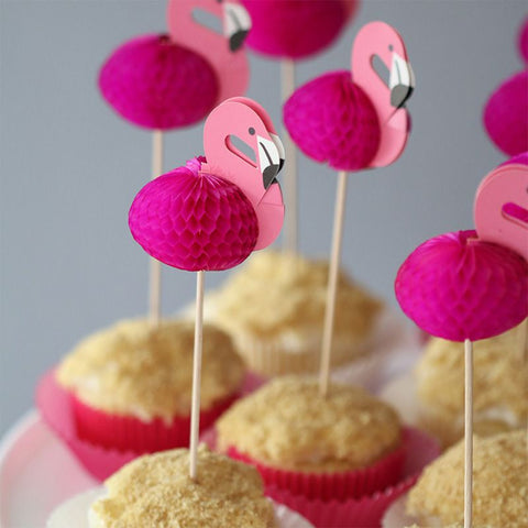 Party Picks - Pink Honeycomb Flamingo / Pineapple