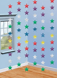 Hanging Decoration - Stars Multi-Coloured Pk 6