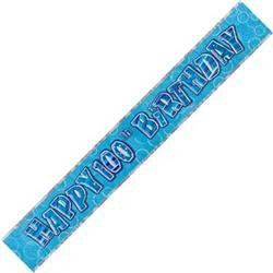 Banner - 100th Birthday Holographic (Blue)