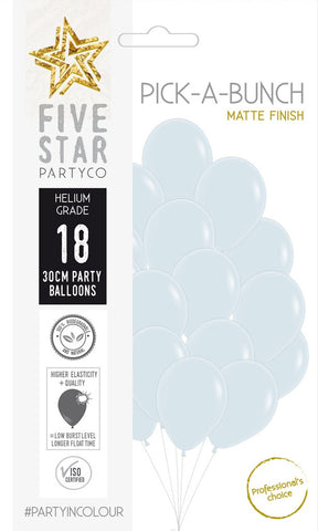 Latex Balloon 12" - Matte White 30cm Balloon 18pk