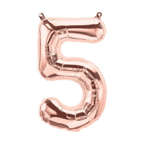Foil Balloon Juniorloon - 5 Rose Gold Air Filled Only