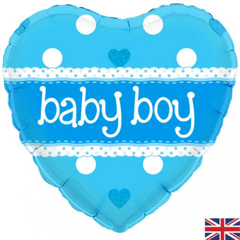 Foil Balloon 18" - Baby Boy Blue Heart Holographic