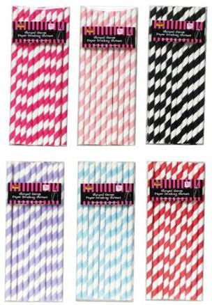 Straws - Paper Stripe Pattern Pk 20