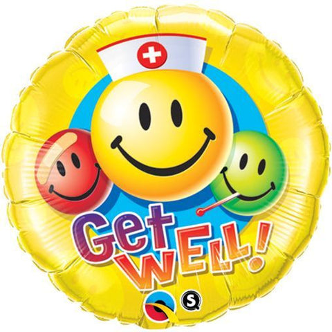 Foil Balloon Supershape - Get Well Smiley Faces (Helium-filled)