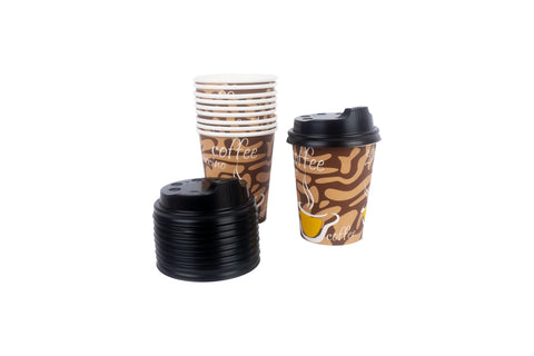Coffee Cups -  with Lids 250ml 12pk