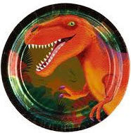Printed Lunch Plates - Prehistoric Dinosaur Party Metallic Pk 8